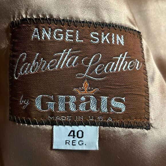 70’s Vintage Grais Angel Skin Cabretta Brown Leather Coat Jacket USA | Men’s 40 - Picture 3 of 6